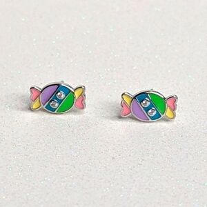 Candy wrapped sterling silver colorful stud earrings